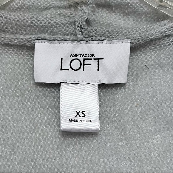 Ann Taylor Mohair Wool Blend Loft Open Cardigan Sweater Pointelle Gray Size XS - Picture 8 of 11